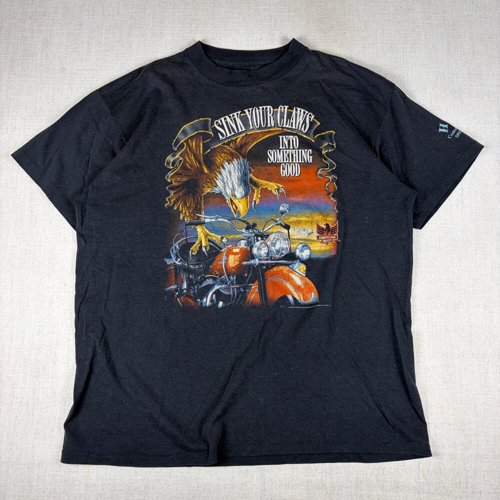Vintage Harley Davidson 3D Emblem Sink Your Claws Tee 1993 XL